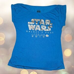 Star Wars Galaxy’s Edge 2019 Shirt Blue Landing Tee, Size Small, Super Soft